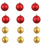 Refela Decorative Balls for Christmas, 16 Pieces - 4 cm, Red and Gold